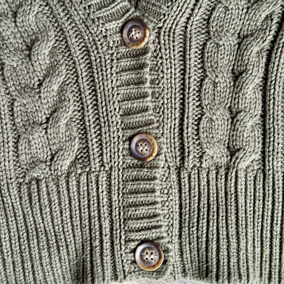 Aeropostale Olive Cropped Cable Knit Cardigan – Size S - Picture 4 of 12